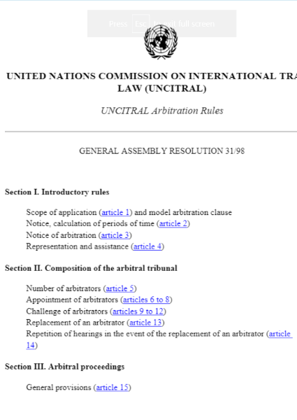 UNCITRAL Arbitration Rules